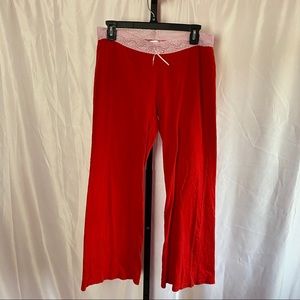 Victoria's Secret Red Pajama Pants with Pink Lace Waistband